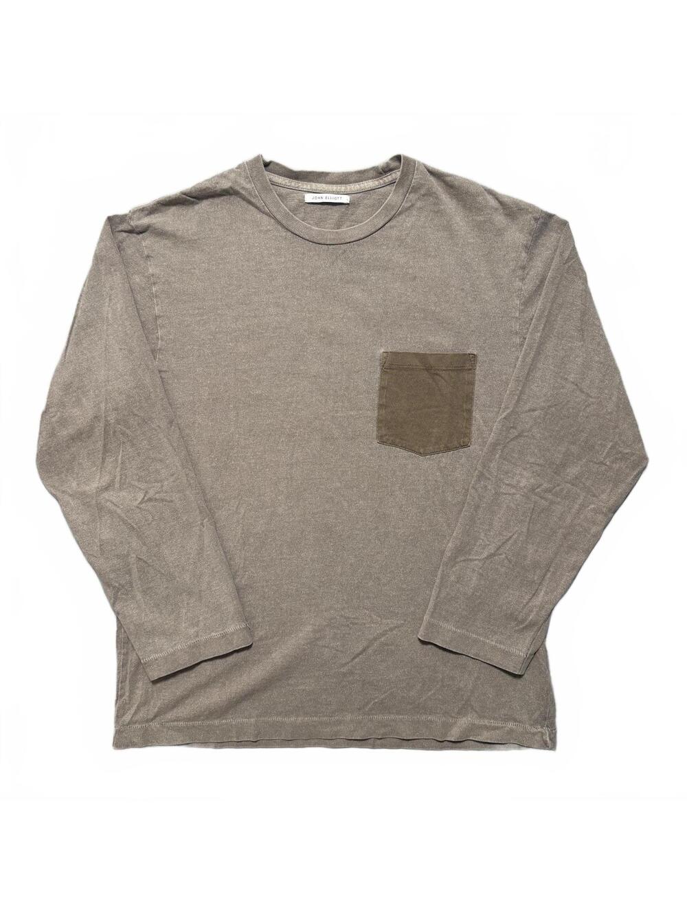 John Elliott 1992 Long Sleeve Pocket T-Shirt Men's 3 Beige Made USA Minimalist